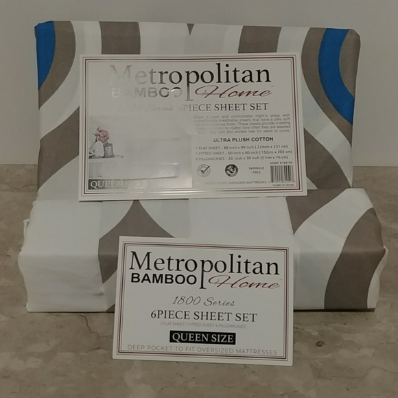 Metropolitan Bamboo Abstract Gray Queen She… - Picture 12 of 12